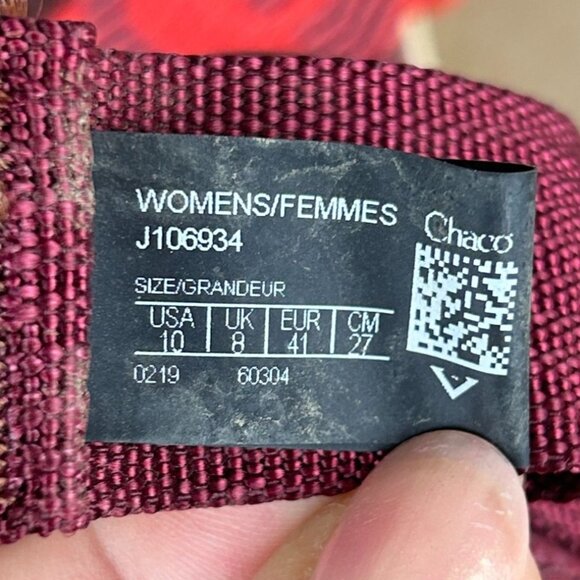 Chaco Confluence Grenadine Sandals Womens 10 Red Maroon Burgundy Hiking - Picture 5 of 11